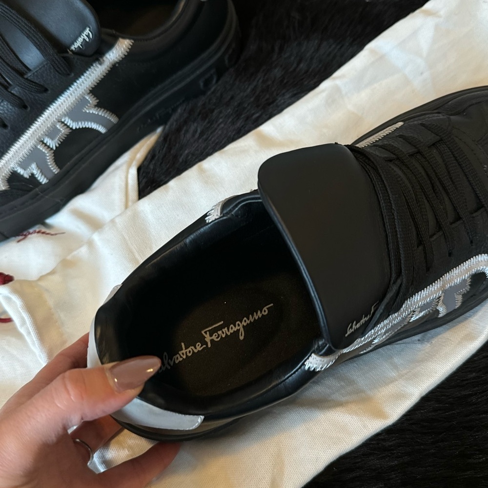 Salvatore Ferragamo Black and White Sneakers - Picture 4 of 5